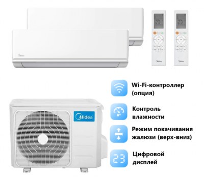 Мульти сплит система Midea MMAG2-09N8D0-Iх2/M2OH-14HFN8-Q1 — фото 2